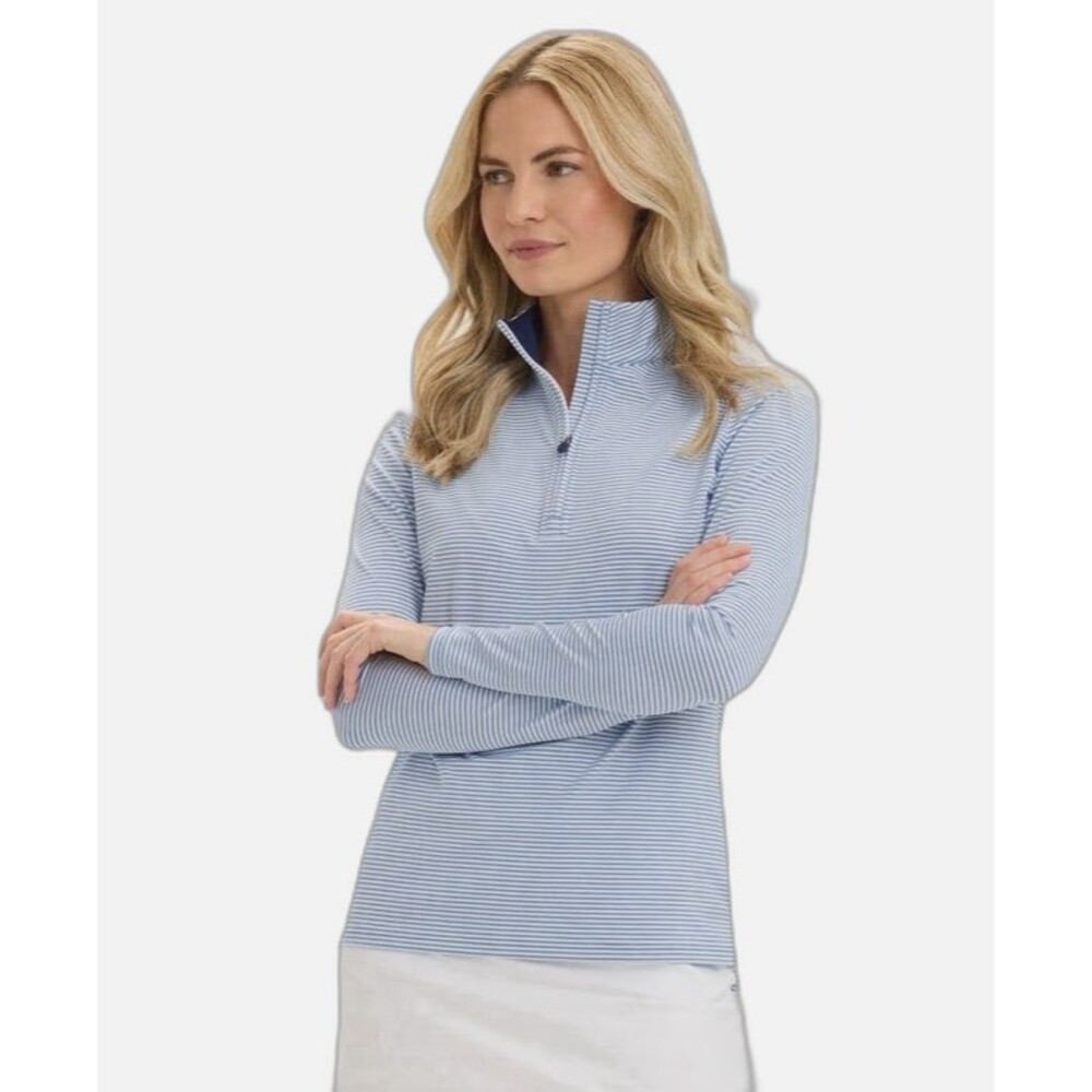 Renwick (RNWK)  Shirt Women’s Size L Quarter Zip Strip Periwinkle/White NWT